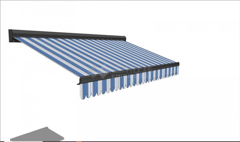 现代风格蓝色条纹户外遮阳棚su模型-图一