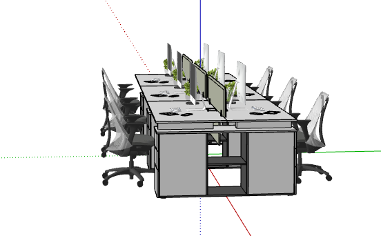 现代办公桌椅组合su模型_图1