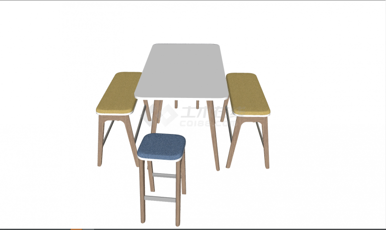 颜色多样简约木制桌椅su模型-图二