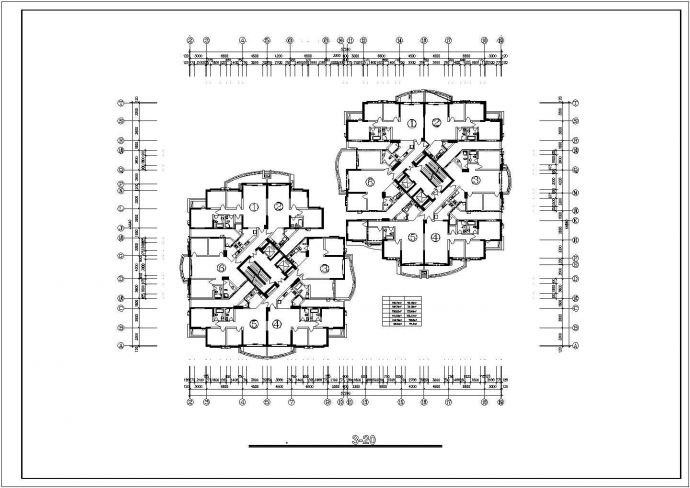 某地高层住宅户型建筑设计cad图纸（共4张）_图1