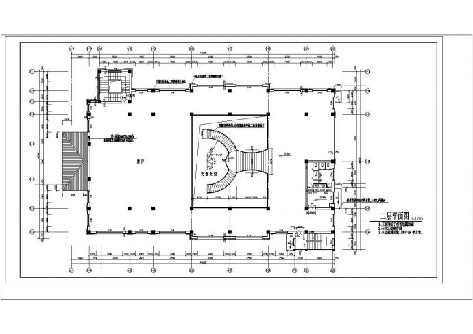 地下1地上2层4363.58平米会所建筑平面施工CAD图_图1