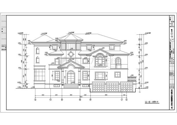 某三层带地下室框架结构欧式别墅设计cad全套建筑施工图（带效果图）-图一