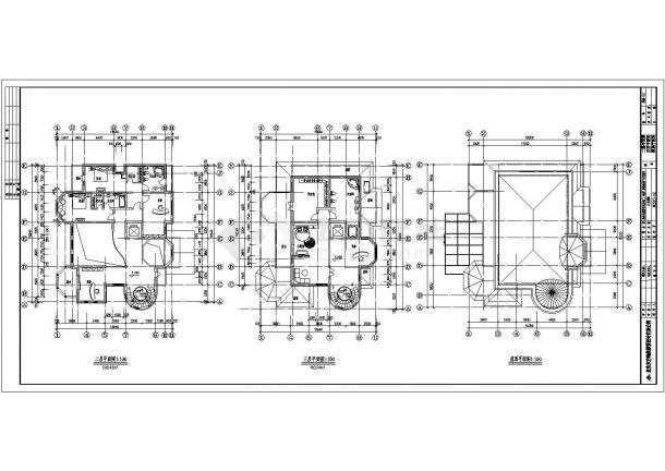 某三层带地下室框架结构欧式别墅设计cad全套建筑施工图（带效果图）-图二