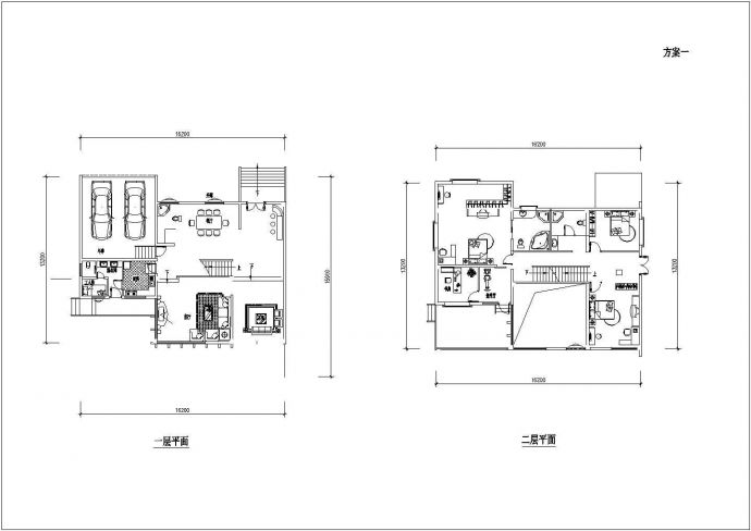 某三层框架结构临湖别墅设计cad建筑方案图（含效果图，含2种方案设计）_图1