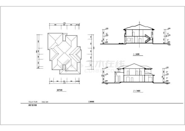 某二层框架结构欧式小康别墅设计cad建筑方案图（含效果图）-图一