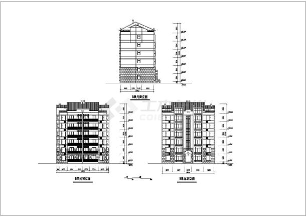 某地小型住宅楼建筑设计cad图纸(共4张)-图二