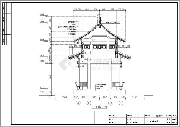 某仿古小型圆亭建筑全套详细设计方案施工CAD图纸-图二