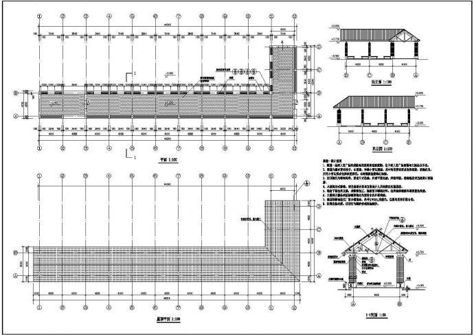 某风景区廊建筑详细设计方案施工CAD图纸_图1
