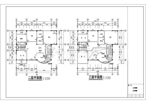 某四层带夹层砖混结构现代风格别墅设计cad全套建筑施工图（带效果图）-图二
