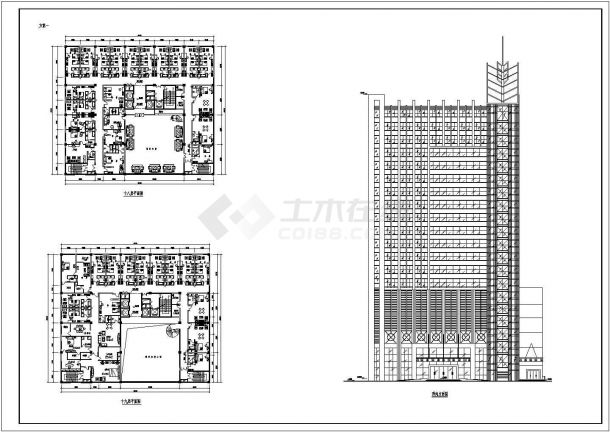 某四星级酒店全套建筑施工设计方案CAD图纸-图二