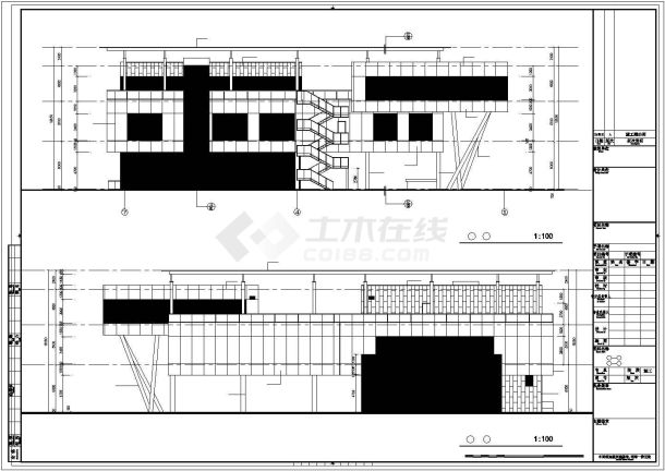 常州某三层钢框架结构售楼处建筑设计CAD图纸（含结构图）-图二