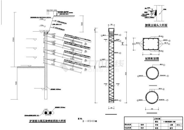 16米深基坑桩锚加土钉墙支护工程建筑设计CAD图纸-图一