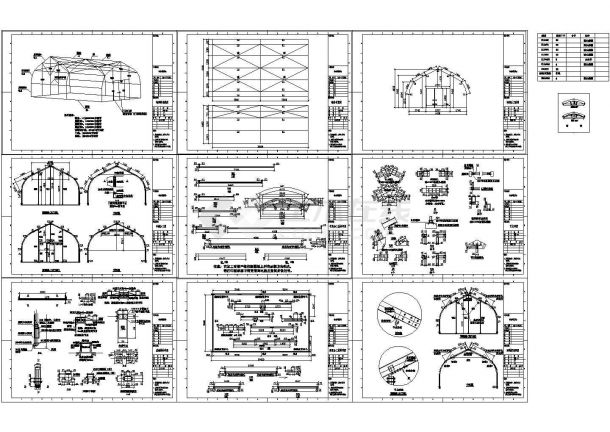 厂房设计_某6米跨索膜厂房钢结构设计图纸-图一