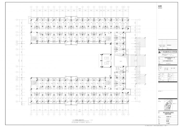 6层钢混框架结构技术学生宿舍-防雷平面图CAD_图1