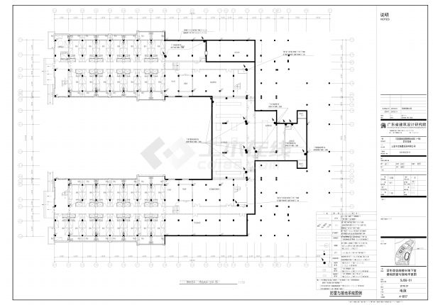 6层钢混框架结构技术学生宿舍-防雷平面图CAD-图二