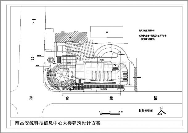  地下1地上19层17666平米科技信息中心办公楼建筑方案设计CAD图纸（长90米 宽28米）-图一