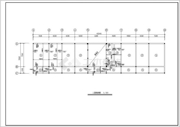 某公司3层砖混结构办公楼建筑结构施工图（建筑面积1226平方米）-图二