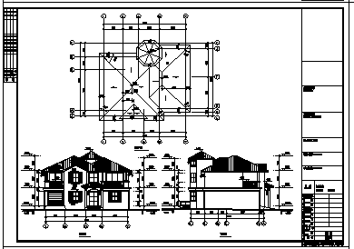 别墅设计_某二层框架结构坡屋顶简约单家独院式别墅建筑施工cad图，含效果图-图一