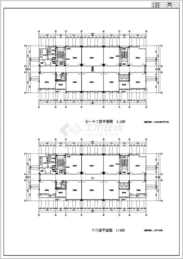 华南理工大学技术科学楼建筑设计CAD施工图纸-图二