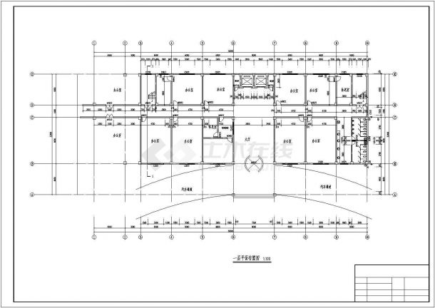 办公楼设计_天津某5800平米六层刚框架结构办公楼建筑设计CAD图纸-图一