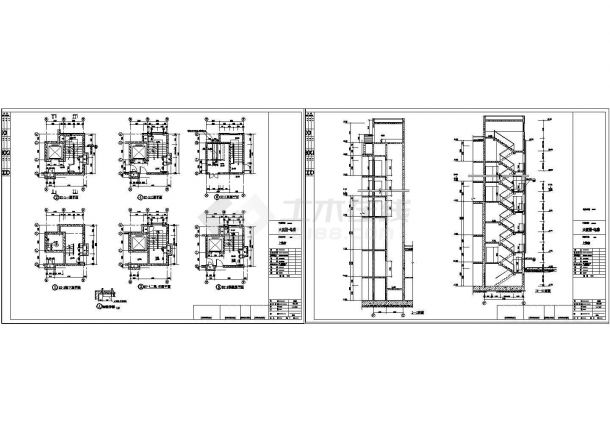 高层大厦楼梯电梯施工图平面剖面(cad)-图一