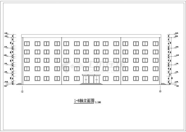 办公楼设计_苏州某医院4000平米5层办公楼建筑设计CAD图纸-图一