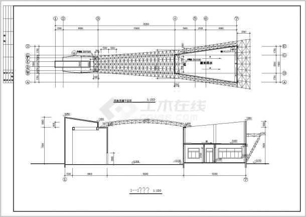 某厂区大门建筑详细设计施工方案CAD图纸-图一