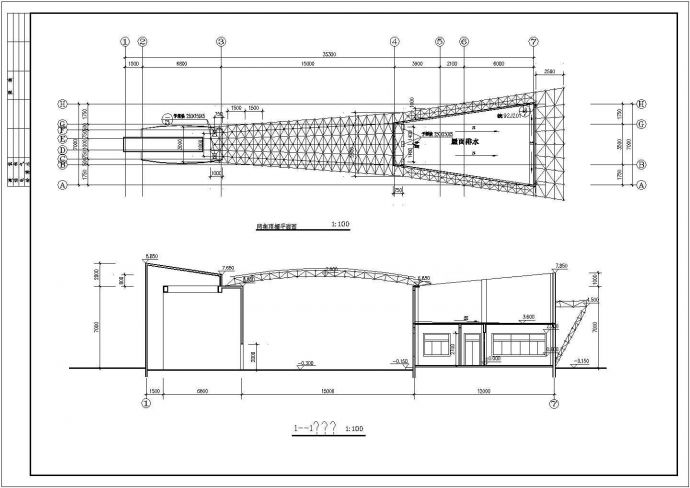 某厂区大门建筑详细设计施工方案CAD图纸_图1