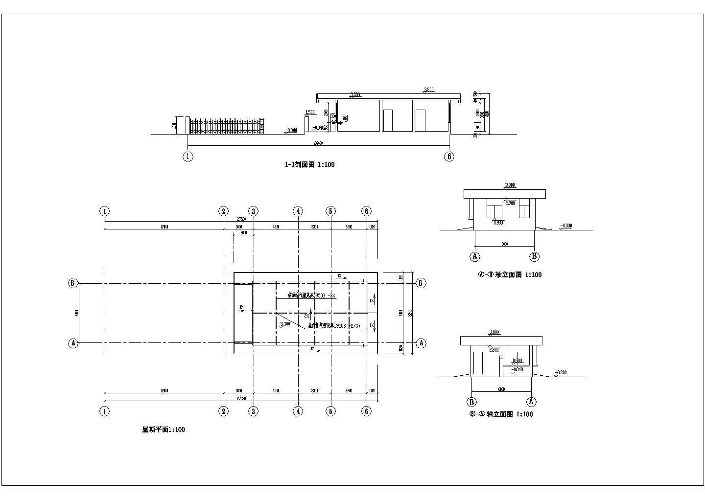 某小型工厂传达室建筑详细设计施工方案CAD图纸