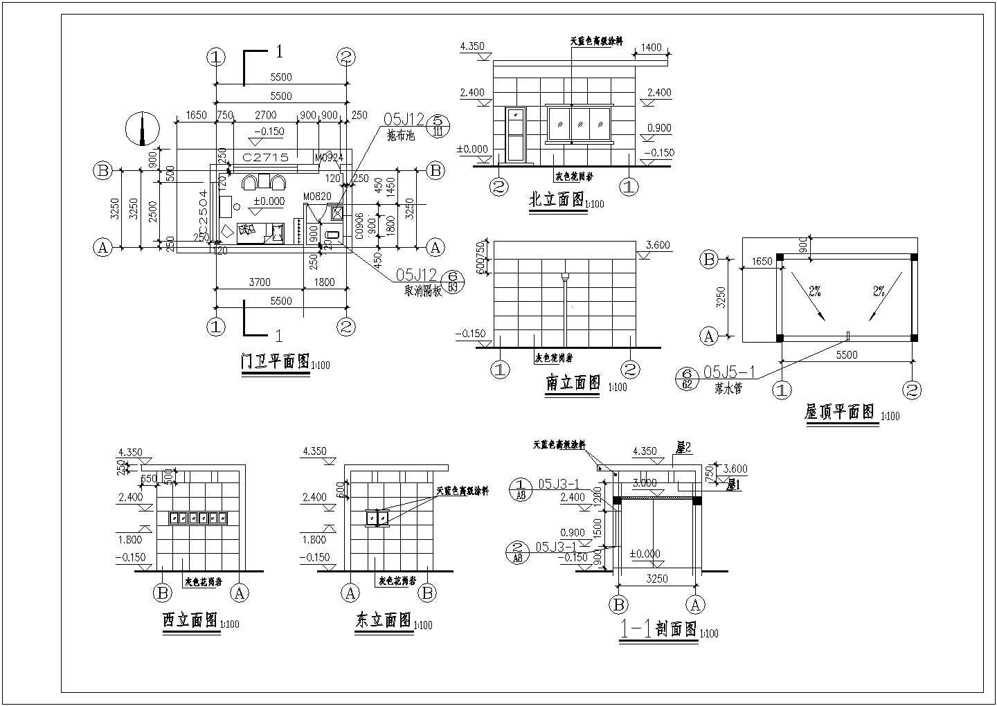 某小型大门建筑结构详细设计施工方案CAD图纸