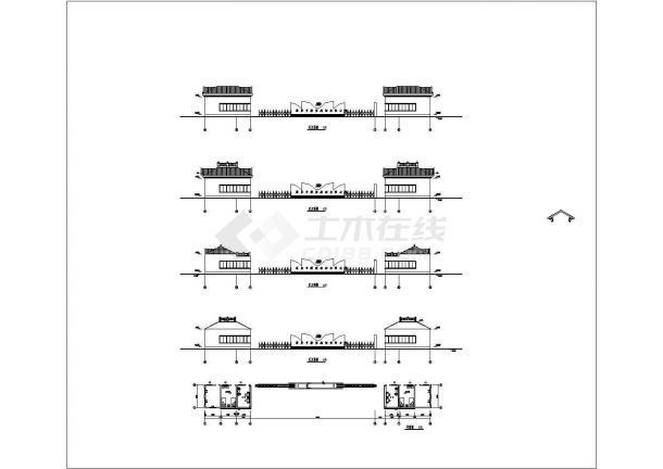 某工厂大门建筑平面详细施工设计方案CAD图纸-图一