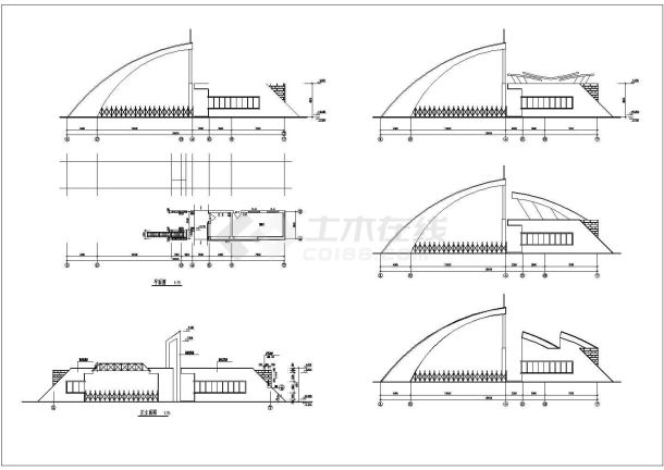某工厂大门建筑平面详细施工设计方案CAD图纸-图二
