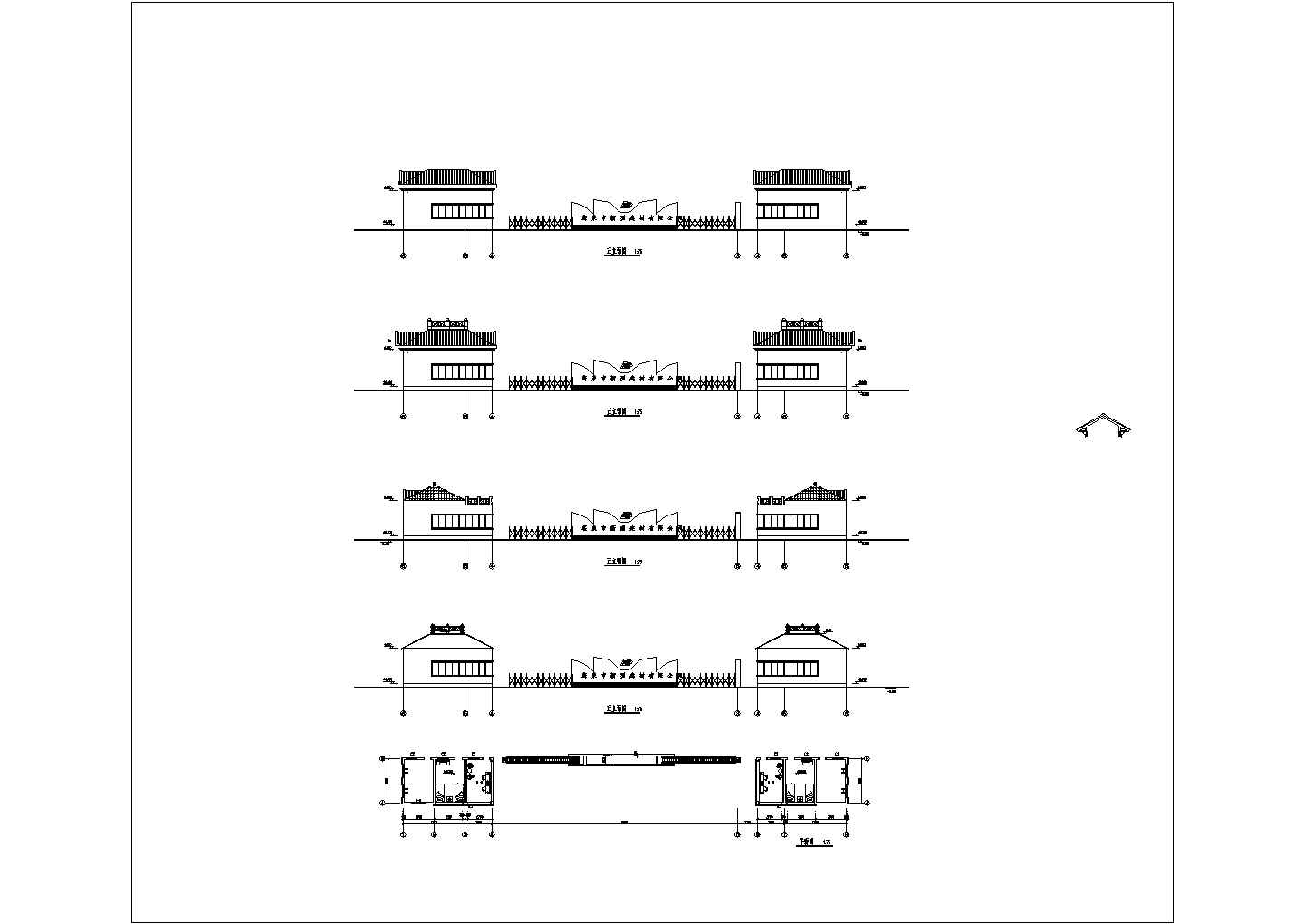 某工厂大门建筑平面详细施工设计方案CAD图纸