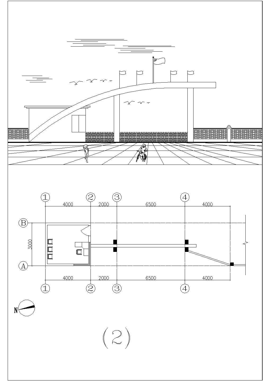 某标准型工厂大门建筑详细施工设计方案CAD图纸