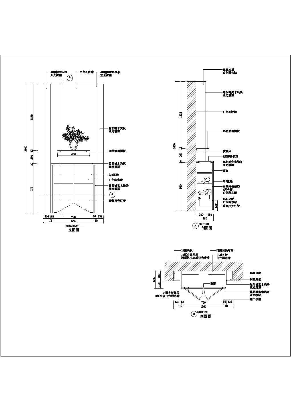 某标准型门厅大样详细施工设计方案CAD图纸