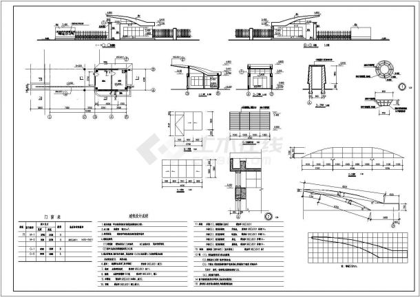 某厂区标准型门卫详细施工设计方案CAD图纸-图二