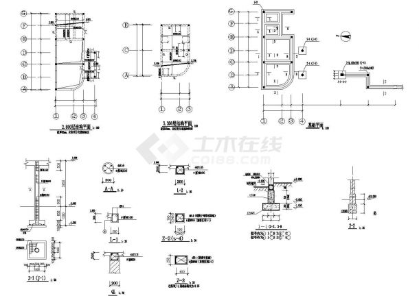 某标准型变电站门卫详细施工设计方案CAD图纸-图一
