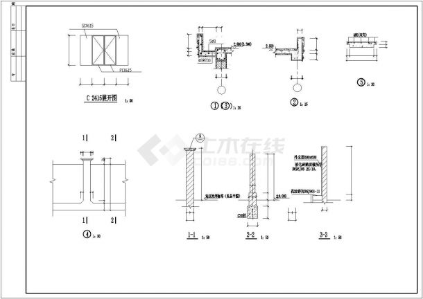 某标准型变电站门卫详细施工设计方案CAD图纸-图二