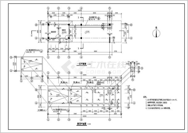 某标准型厂区大门建筑结构详细施工设计方案CAD图纸-图二