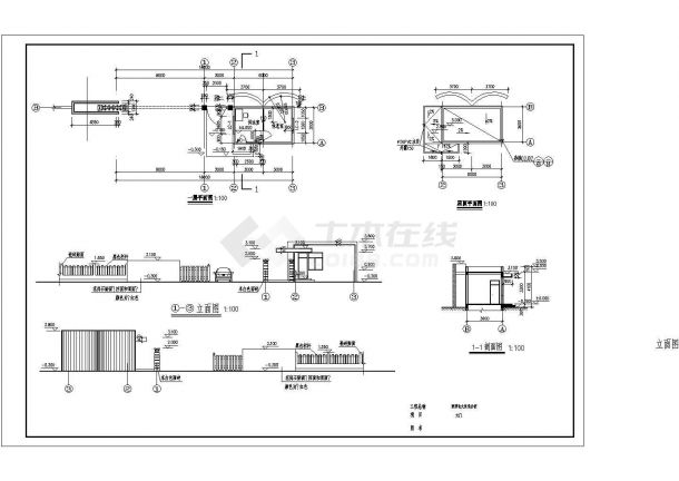 某标准型厂大门建筑详细施工设计方案CAD图纸-图一
