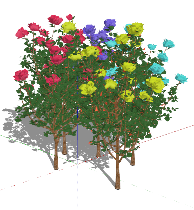 开着各种颜色鲜花的树木花草 su模型_图1