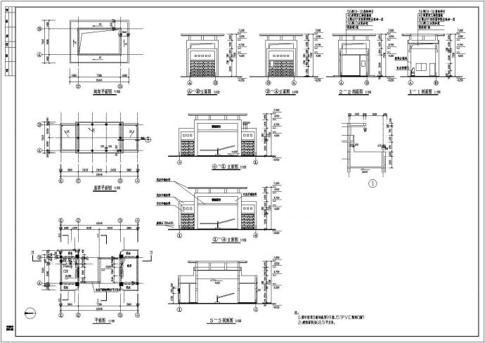 某标准型小区几个大门建筑详细施工设计方案CAD图纸_图1