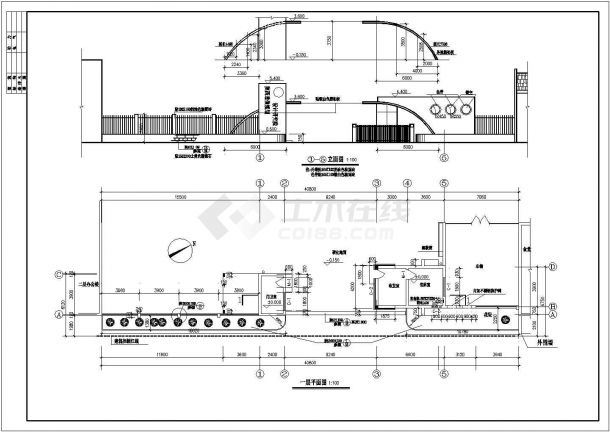 某工厂标准大门全套详细施工设计方案CAD图纸-图一
