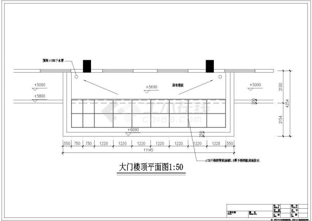 某标准型邮电大楼门楼建筑详细施工设计方案CAD图纸-图一