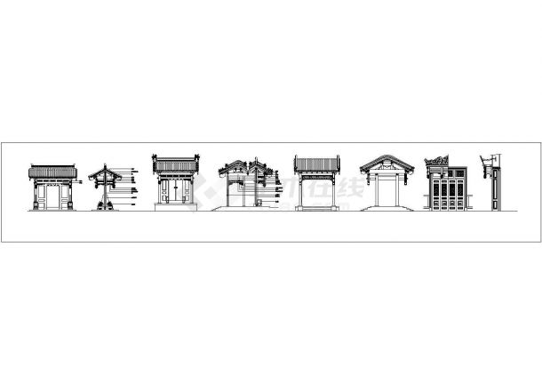 某标准型中式古典大门建筑详细施工设计方案CAD图纸-图一