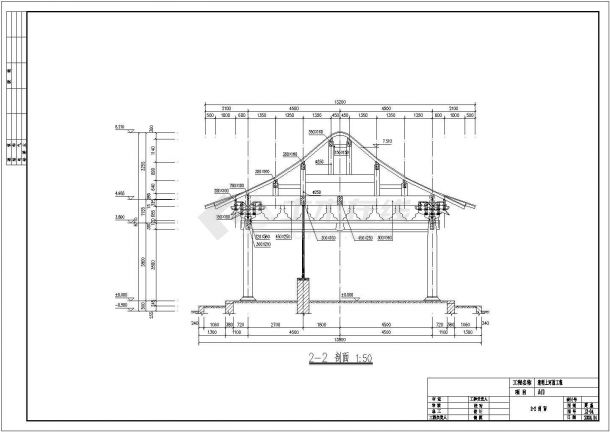 某标准型清明上河园大门详细施工设计方案CAD图纸-图二