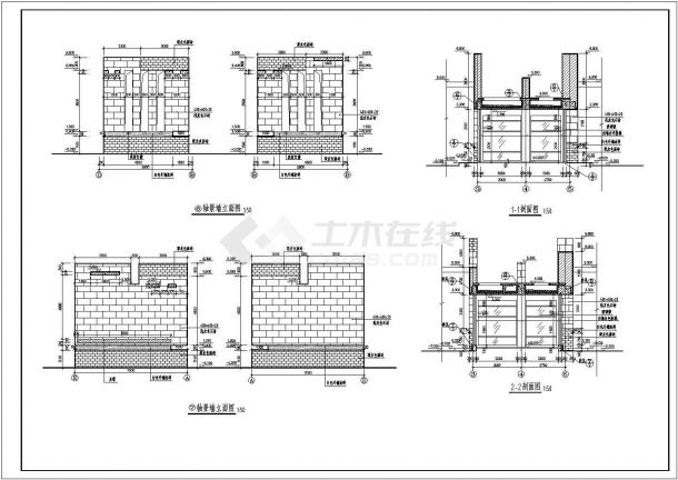 某标准型优秀的景观大门建筑详细施工设计方案CAD图纸-图二