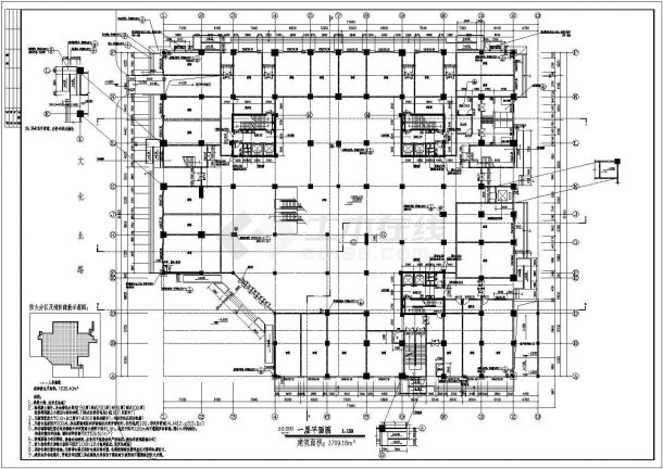 某多层框架结构商场设计cad平面施工图-图二