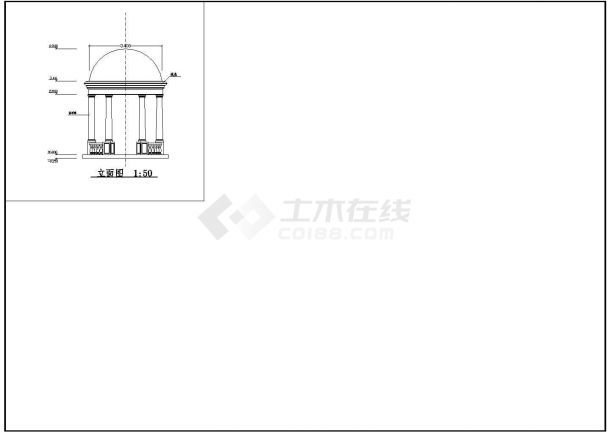 某经典欧式凉亭建筑详细施工设计方案CAD图纸-图一