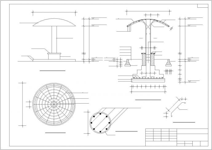 某经典磨菇亭建筑详细施工设计方案CAD图纸_图1